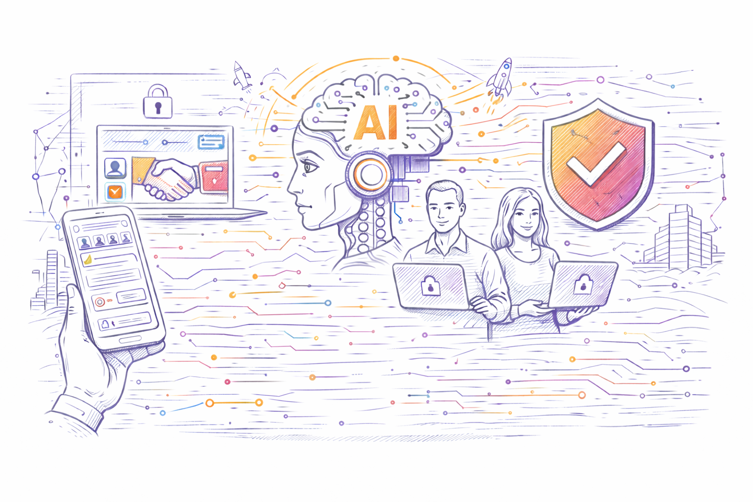 Secure AI-powered media relations platform illustration